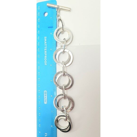 RLL Ralph Lauren Silver Tone Round Chain Link Toggle Clasp Bracelet, Signed - Picture 8 of 9